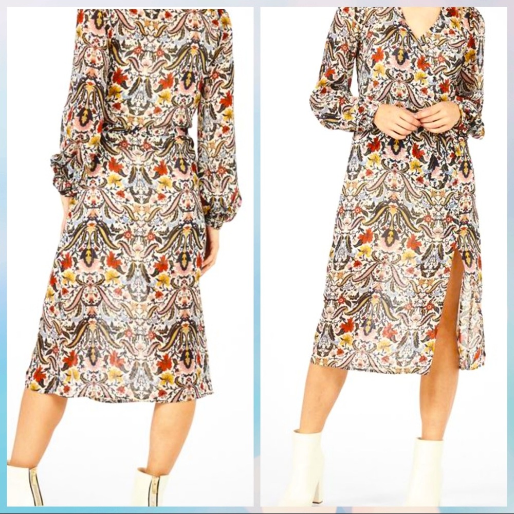 Paisley Wrap Maxi Dress | Blouson Sleeve | Small